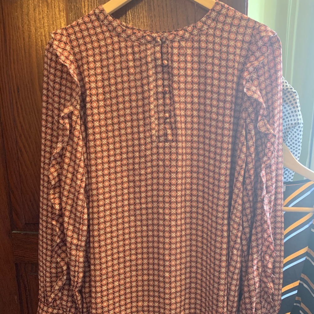 Loft partial button down patterned